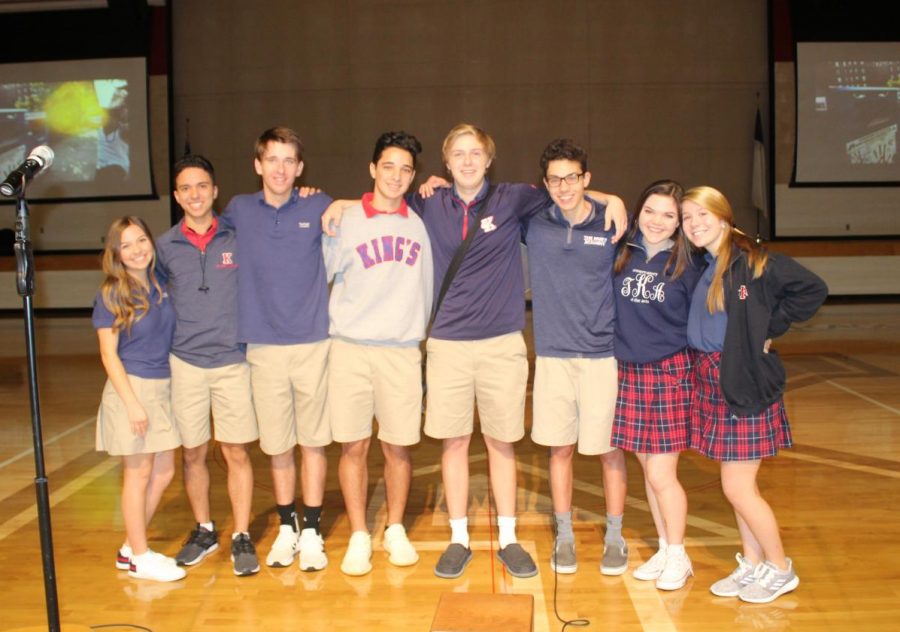 (Left to Right) Mikayla Smith ('20), Jessie Hernandez ('20), Kyler O'Brian ('20), Emilio Machado ('20), Jonathon Allen ('21), Albert Elias ('20), Olivia Henley ('21), and Abby Scalici ('20) are members of the 2019-2020 Student Chapel Worship Team.