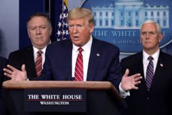 President Trump addresses the issue of the global pandemic, COVID-19, and how it is negatively affecting the nations economy. Photo Credit: CNBC
