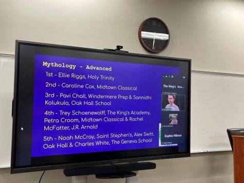 During the awards ceremony one of the winners, Trey Schoenewolff, won an award in advanced mythology. The students were clapping and screaming in celebration, as Mrs. Beck took a picture to commemorate that moment.  